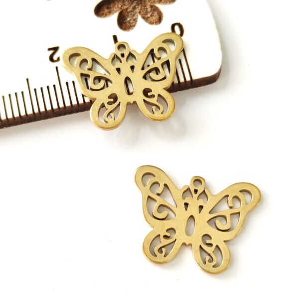 Pendente aço inoxidável- Borboleta-dourado-20mm