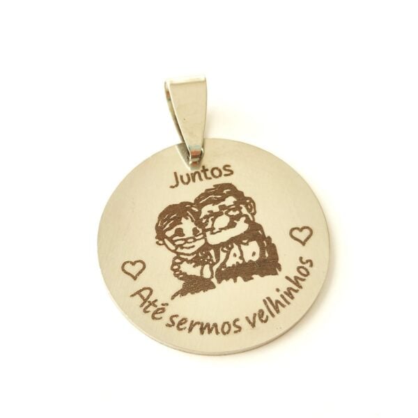 Medalha em aço inoxidável-Juntos até sermos velhinhos