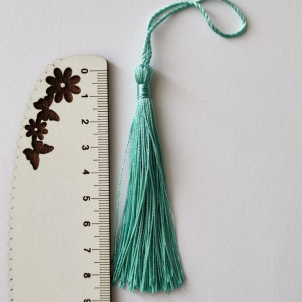 Franja em cetim- 8 cm.- Verde agua