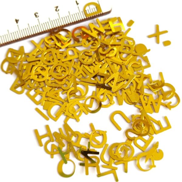 Aplicações em lantejoula letras 8 mm dourado