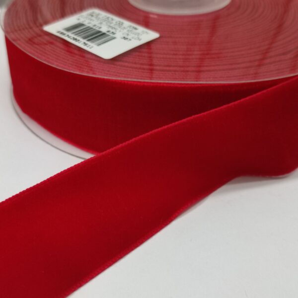 Fita de veludo- 25 mm- Vermelho - Bobine