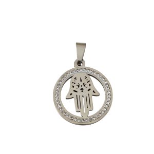 Medalha em aço inoxidável-Mão de Fátima