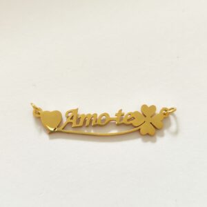 Entremeio em aço inoxidável- Amo-te -dourado
