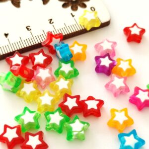 Aplique em acrílico com furo -Estrelas cor mix-8 mm