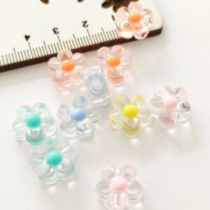 Aplique em acrílico com furo -Flores -multicolor-12 mm