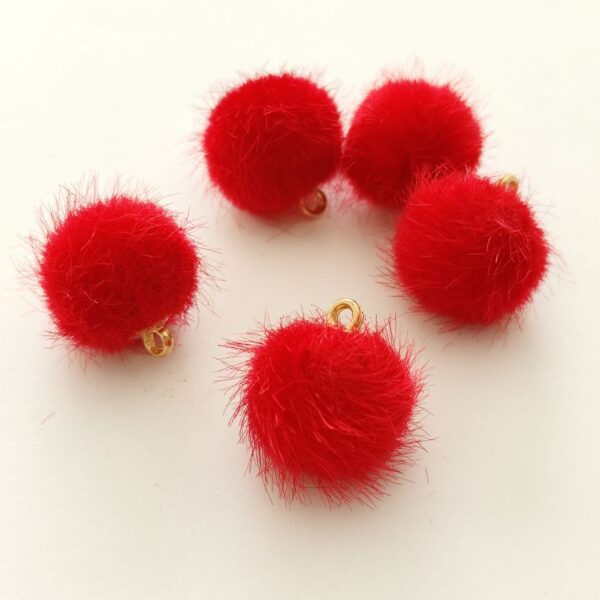 Pompon pendente -Pelo-14mm-Vermelho