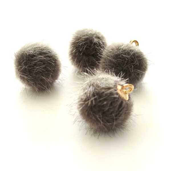 Pompon pendente -Pelo-14mm-Cinza