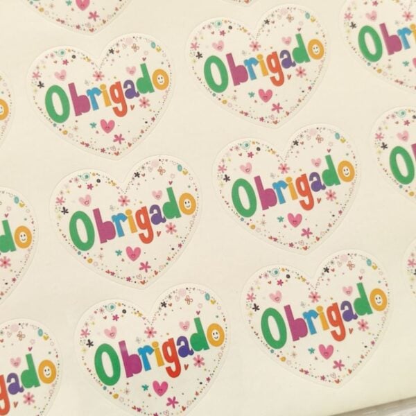 Autocolantes formato coração-Obrigado 35mm