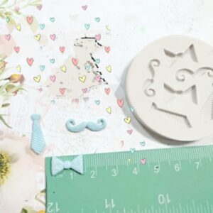 Molde em silicone -Gravata, bigode, papillon