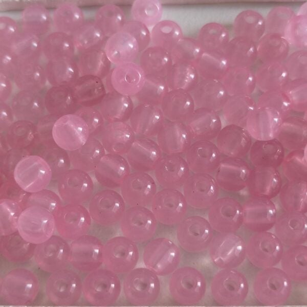 Contas acrilicas 6 mm- cor rosa translucido