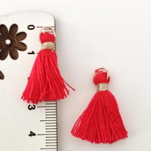 Franjas de algodão c/ lurex 25mm--Vermelho