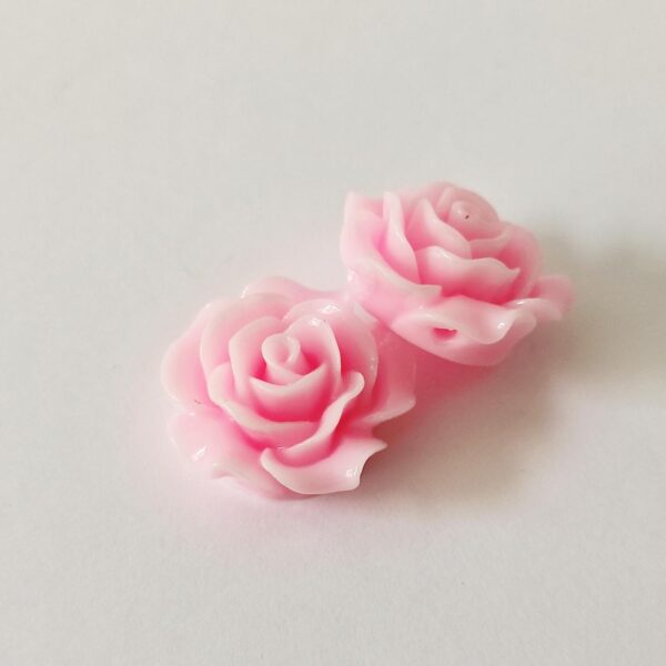 Flor em resina com furo -rosa- 18 mm