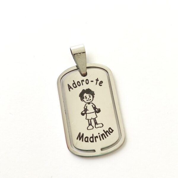 Medalha em aço inoxidável-Adoro-te madrinha (menino)