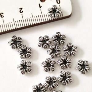 Separador em metal " flor"- prateado -7 mm