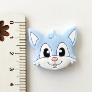 Conta em silicone -Raposa-Azul -30mm- para prende chucha