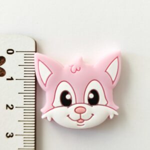 Conta em silicone -Raposa-Rosa -30mm- para prende chucha