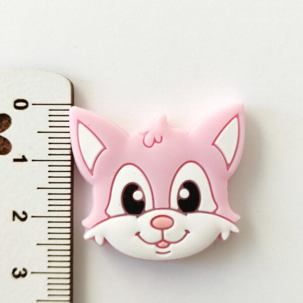 Conta em silicone -Raposa-Rosa -30mm- para prende chucha