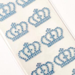 Autocolantes coroas em strass- AZUL-30 mm