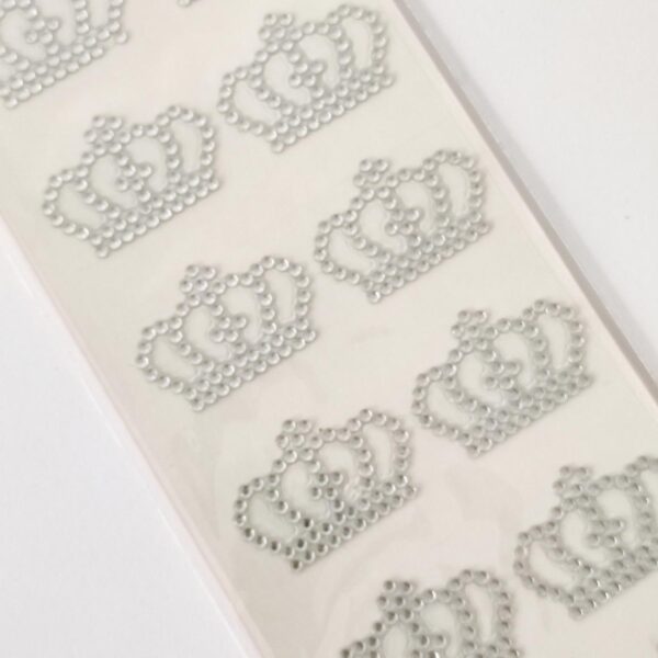 Autocolantes coroas em strass- BRANCO-30 mm