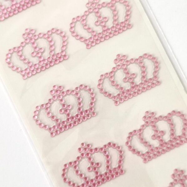 Autocolantes coroas em strass- ROSA-30 mm