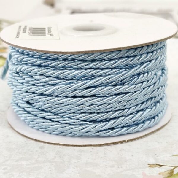 Cordão de cetim torcido 3 mm- Azul claro 13 mts