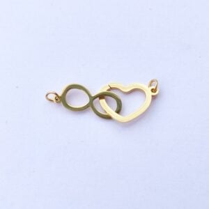 Entremeio em aço inoxidável- dourado- coração-infinito