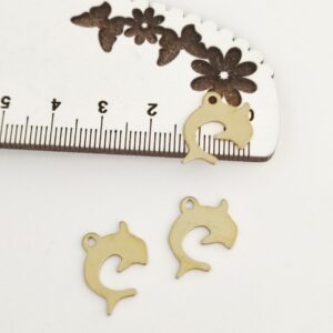 Pendentes em aço inoxidável dourado -golfinhos (4 unid)
