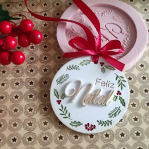Molde em silicone, Feliz natal, com relevo