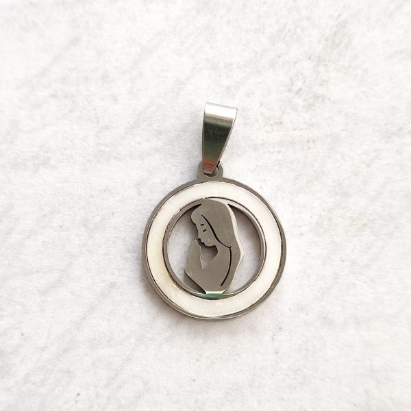 Medalha em aço inoxidável - Nossa Senhora (com madrepérola)