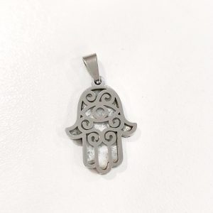 Medalha em aço inoxidável -Mão de Fátima