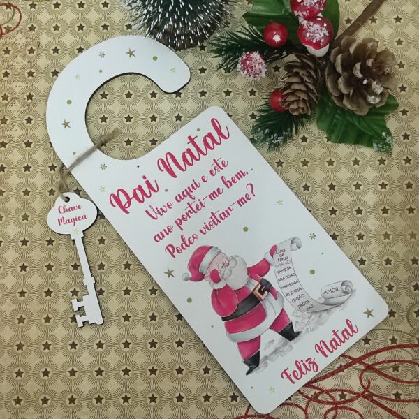 Conjunto placa de porta + chave magica em MDF