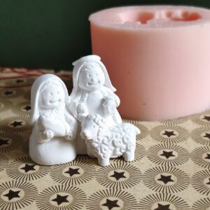Molde em silicone, Presépio com animais 3,5 cm