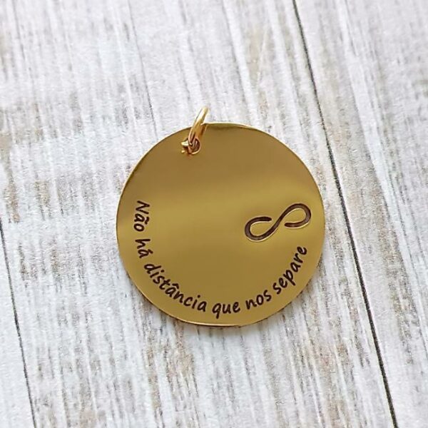 Medalha em aço inoxidável dourado-não há distancia que nos separe
