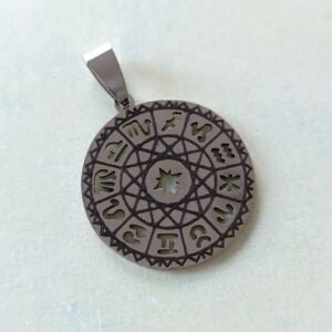 Medalha em aço inoxidável prateado - signos