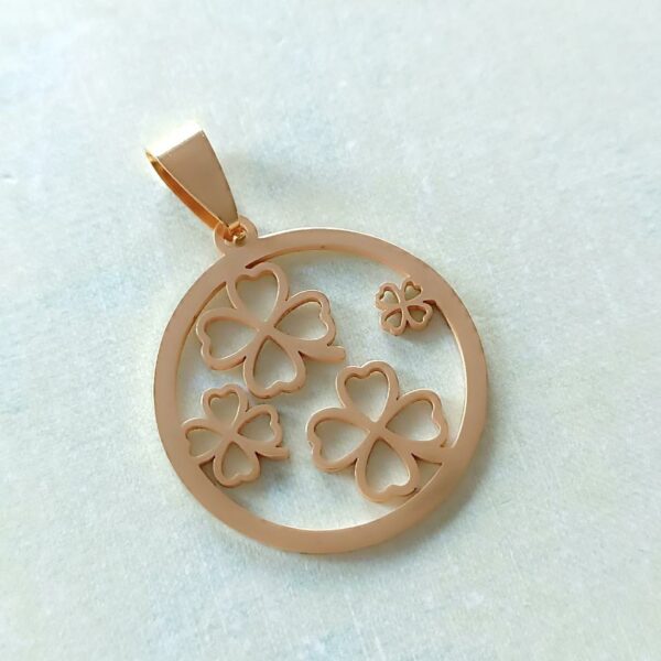 Medalha em aço inoxidável dourado - trevos