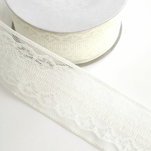 Fita com renda- Bege- 4 cm-- rolo 4.60 mt