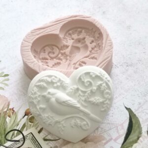 Molde em silicone, Coração com passaro