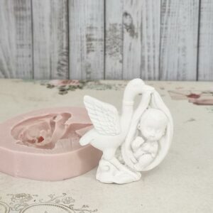 Molde em silicone, Cegonha com bebé