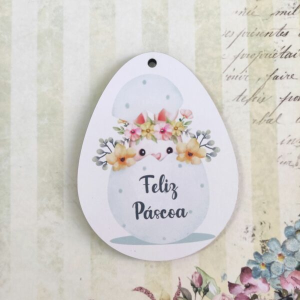 Placa em mdf ovo feliz Páscoa tons azuis