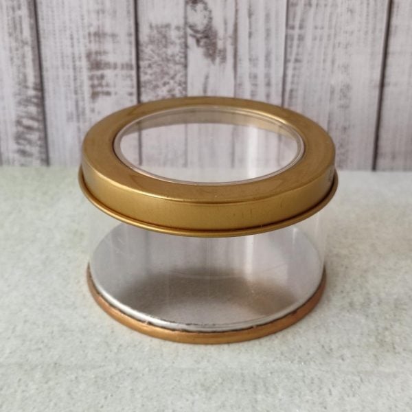 Caixa metal dourada com acetato - 6,5*4