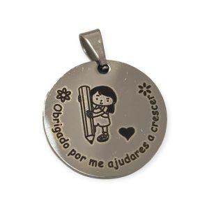 Medalha em aço inoxidável- Obrigado por me ajudares a crescer-Prateado