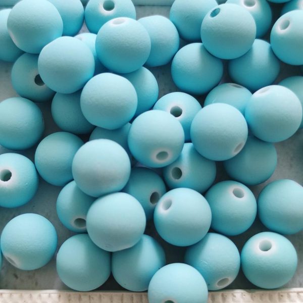 Contas acrilicas mate 10 mm - Azul claro