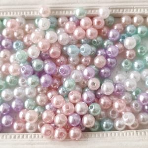 contas acrilicas 6 mm-pérola multicolor pastel