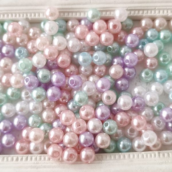 contas acrilicas 6 mm-pérola multicolor pastel