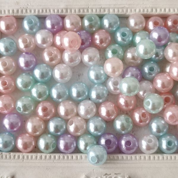 contas acrilicas 8 mm-pérola multicolor pastel