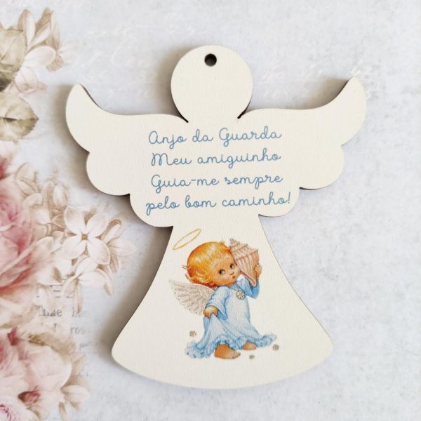 Placa para Porta chaves em mdf -Anjo da guarda -menino