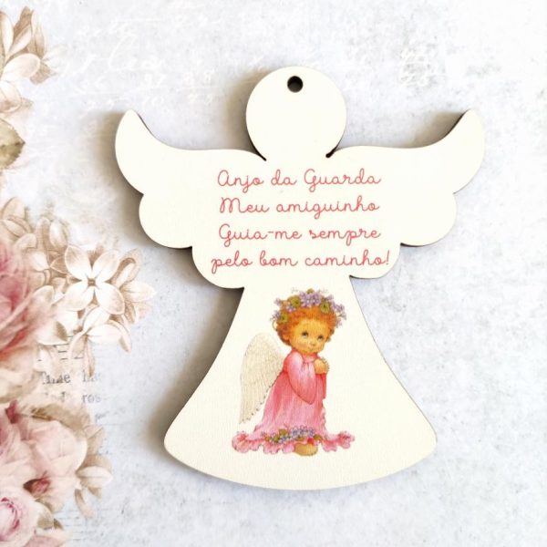 Placa para Porta chaves em mdf -Anjo da guarda -menina