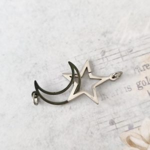 Entremeio em aço inoxidável prateado - Lua/Estrela