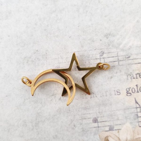 Entremeio em aço inoxidável dourado - Lua/Estrela