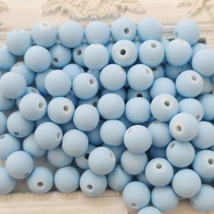 Contas acrilicas mate 10 mm - Azul claro